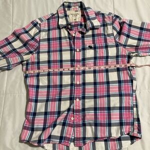 Abercrombie & Fitch Pink and Navy Plaid Shirt